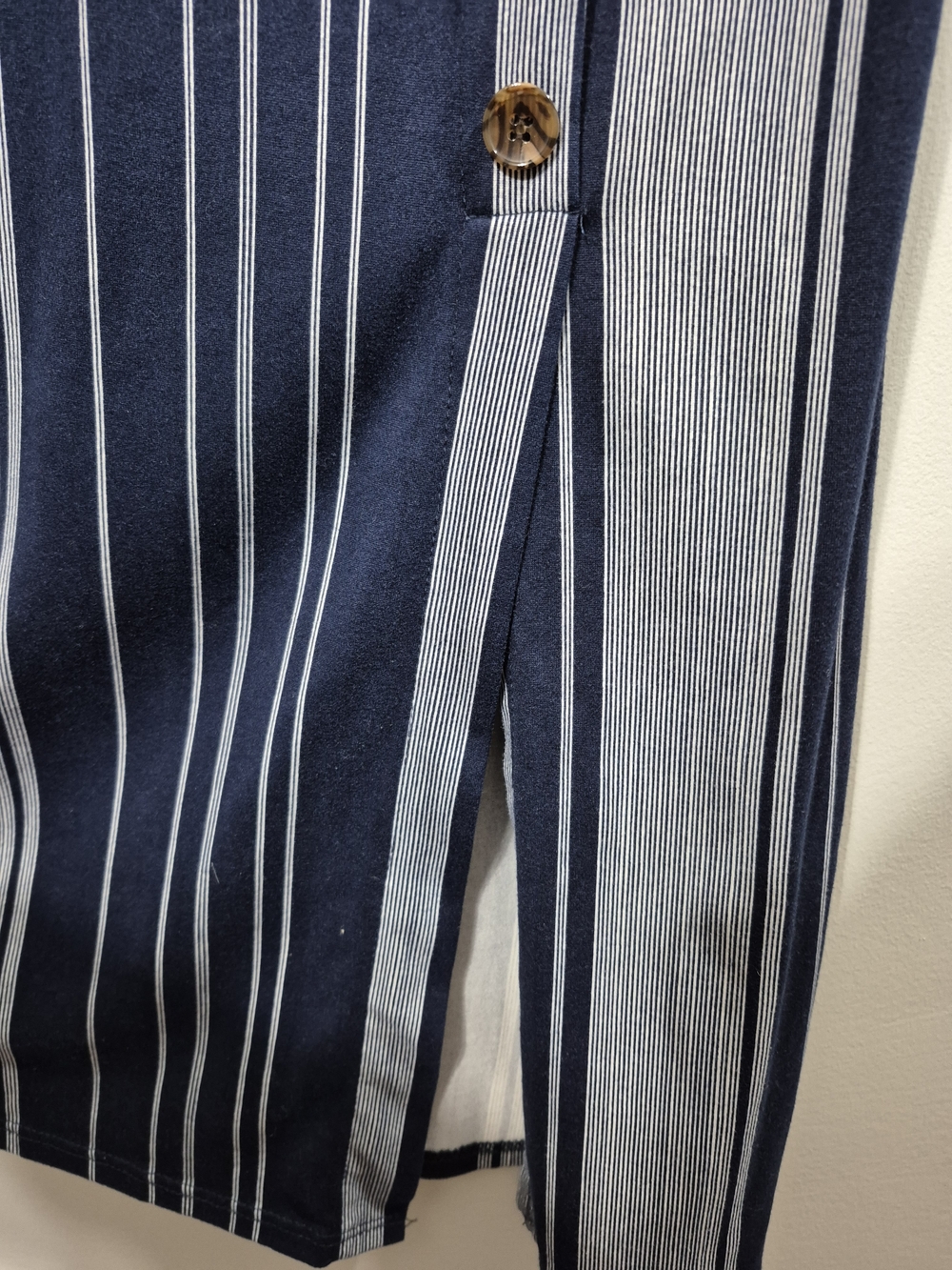 Gray And Navy Midi Dress Size Large Spaghetti Strap High Waist Side Slit - Picture 2 of 7